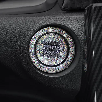 1 бр. защитно покритие на автомобила Бутон за включване стартиране на Auto Декоративни етикети с диаманти Пръстен с кристали в кръг Автомобилни аксесоари Изображение 2