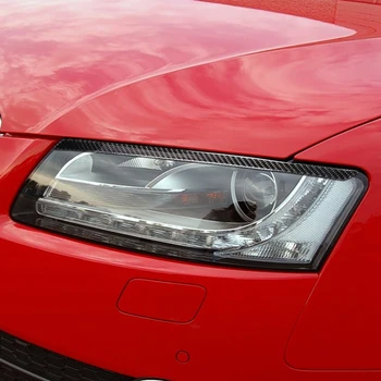 2 елемента Автомобилни Стикери за очните ябълки и клепачите за Audi A4 B8 A4L A5 2009-2016 Аксесоари за етикети на предната фаро от въглеродни влакна