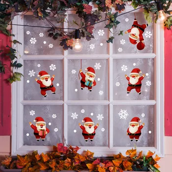 2024 Нова Коледна украса Етикети в прозореца на Дядо коледа Коледна Елха Стикер за Стъкло Плакат Коледна Украса Етикети Изображение 2