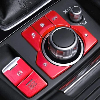 7шт Червена Подплата Мултимедийни Бутони на Електронното ръчна Спирачка за Mazda 3 6 CX-5 CX-9 2016-2020 Стикер на Централната Конзола Изображение 2