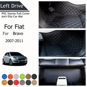 TEGART 【LHD】 За за Fiat Bravo 2007-2011 Трислоен авто подложка от PVC с пълно покритие, мини автомобилни стелки, автомобилни аксесоари
