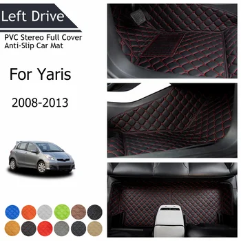 TEGART【LHD】 Подходящ за Toyota Yaris 2008-2013 Трислоен PVC Стерео Пълно покритие на Противоскользящий Авто мат Автомобилни Постелки