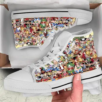 Аниме Горещ Карикатура Манга Приключенията на Астерикс и Обеликса Мъжки И Дамски Ежедневни Тъканта, обувки с висок берцем Лека Дишаща 3D парусиновая обувки