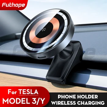 Безжична употреба за зареждане на Futhope Стабилен Телефон За Tesla Model Y Модел 3 2018-2023 Издаване на Въздуха Със Завъртане на 180 ° Универсална Стойка За GPS