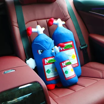 Бутилка с азотен оксид Нови Плюшени играчки, Мека възглавница Turbo JDM Подаръци Декор на колата на облегалката за глава на Облегалката на Врата на седалката Изображение 2