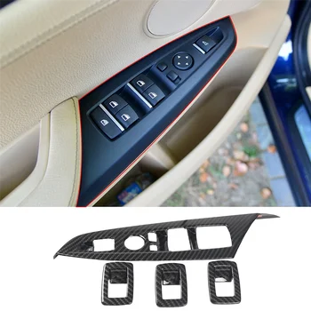 Бутон превключвател за повдигане на стъкло на прозорците на колата, Декоративна рамка, хастар капак за BMW X3 X4 F25 F26 2011-2017 от въглеродни влакна Изображение 2