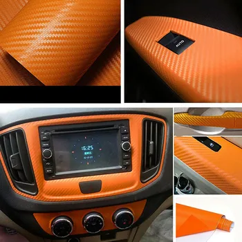 Висококачествена 100% Нова Здрава Автомобили Стикер 50x12 Инча Аксесоари От Въглеродни Влакна във вътрешния Панел Orange Замяна