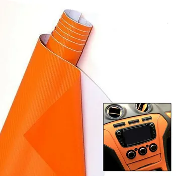 Висококачествена 100% Нова Здрава Автомобили Стикер 50x12 Инча Аксесоари От Въглеродни Влакна във вътрешния Панел Orange Замяна Изображение 2