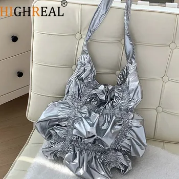 Висококачествена сгъваема чанта от изкуствена кожа, луксозна чанта през рамо за жени, елегантната нова Корейска модерна мека чанта през рамо