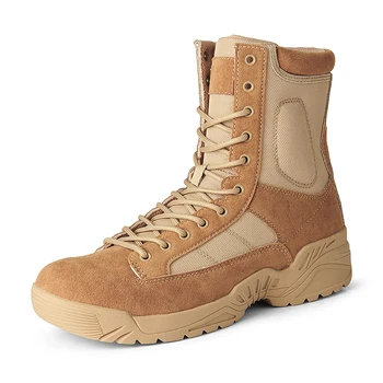 Висококачествени есенни мъжки обувки, тактически военни спецподразделения, водоустойчив кожена работна обувки за пустинята, мъжки армейските ботильоны Изображение 2