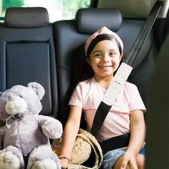 Възглавница за колан за безопасност за деца, мек протектор за колан от шерпи, кука и контур, сладък удобен колан, презрамка за кола Изображение 2
