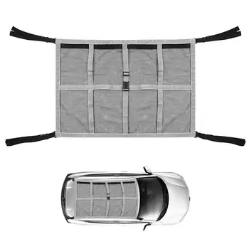 Двупластова транспортна мрежа на тавана на автомобила, джобен органайзер за съхранение на покрива на колата, Носеща мрежа за аксесоари за интериора на камиони и ванове
