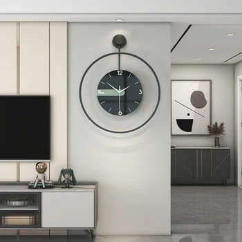 Елегантни стенни часовници за всекидневна, висококачествени Стилни творчески кръг стенни часовници, Красив естетичен декор за дома Изображение 2