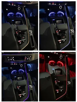 За Audi A4 A5 B9 2017-2023 Централна лампа в купето, лампа на таблото кутия, черен гланц, с led покритие на централното управление, разсеяна светлина Изображение 2