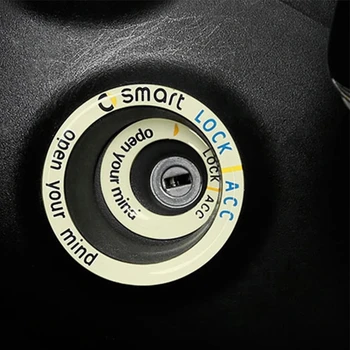 За Mercedes Smart 453 Fortwo Forfour Пръстен за стартиране на автомобилния ключ Флуоресцентни 3D декоративни стикери Стикер на ключалката запалване