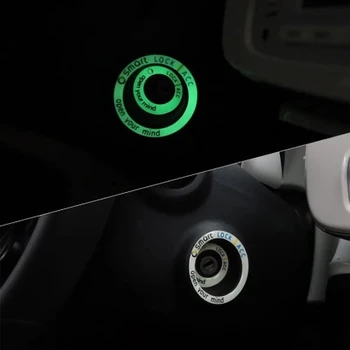 За Mercedes Smart 453 Fortwo Forfour Пръстен за стартиране на автомобилния ключ Флуоресцентни 3D декоративни стикери Стикер на ключалката запалване Изображение 2