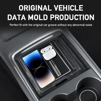 За Tesla Model 3/Y Акрилна Прозрачна кутия за съхранение на централното управление на Panda поставка за Чаши Подлакътник Изображение 2