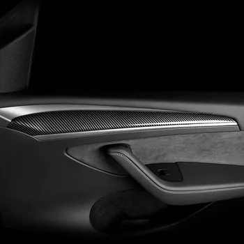 За Tesla, Модел 3 Модел Y Вътрешна украса на врати, ABS Покритие на капака на арматурното табло Комплект панели Изображение 2