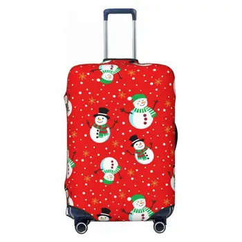 Калъф за куфара с шарени коледен снежен човек, червен, за щастлив празник, за бизнес и развлечения, за защита на куфара Изображение 2