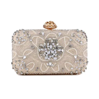 Клатч с диаманти, Луксозна дамска чанта, Дизайнерска чанта за сватбени партита, Доброто вечерна чанта с перли, Дамски ръчни чанти Bolsos De Noche