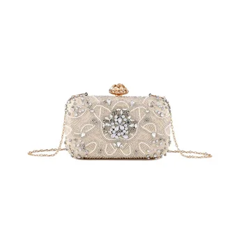 Клатч с диаманти, Луксозна дамска чанта, Дизайнерска чанта за сватбени партита, Доброто вечерна чанта с перли, Дамски ръчни чанти Bolsos De Noche Изображение 2