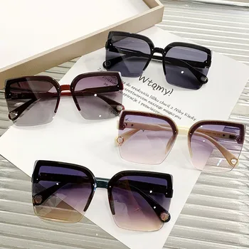 Модни Големи квадратни слънчеви очила без рамки, трендови слънчеви очила за жени в европейския и американския стил за преграждане на снимките, слънчеви очила в стил Ins