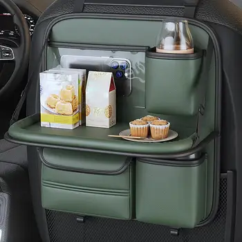 Органайзер за задната седалка, чанта за съхранение на облегалката на столчето за кола със сгъваем чекмедже, Органайзер за съхранение на средната седалка за автомобили, ванове, реклама Изображение 2