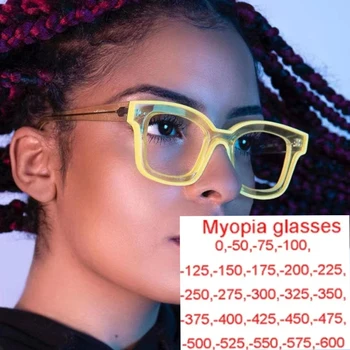 Очила за късогледство, блокиране на синята светлина, за жени и мъже, Модни Очила за късогледство, в квадратни рамки със защита от uv лъчи