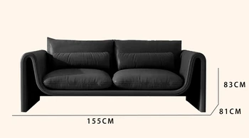 Проста комбинация за отдих в зоната на рецепцията Гостите на Италиански минималистичен кожен диван от драскотина
