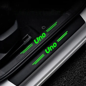 Светещи лепенки за праг на колата, защитна плоча на прага, лента против надраскване за лого на FIAT Uno, защитни накладки отзад на багажника и бронята. Изображение 2