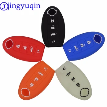Силиконов калъф за автомобилни ключове jingyuqin, ключодържател за Nissan Altima Maxima, автоаксесоари, 4 бутона за стайлинг на автомобили