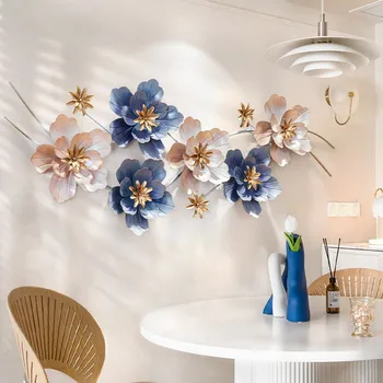 Скандинавски 3D цветен фон за дивана, Монтиране на украса, ръчно изработени, Желязо монтиране на украса, Естетичен интериор на стаята Изображение 2