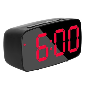 Умен Digital alarm clock Нощни, Червени Led Пътни USB Настолни Часовници с Датчик за температурата на 12/24 часа за Спални, Черен Изображение 2