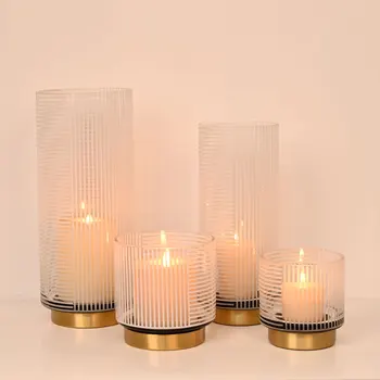 Уникален дизайн, декоративна функция за помещения, стъклени цилиндрични свещници, шарени Изображение 2