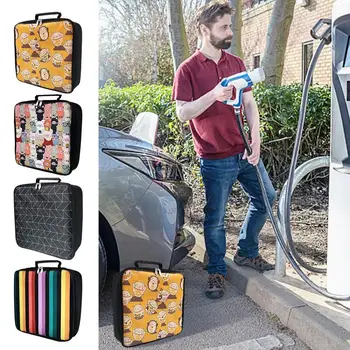 Чанта за съхранение зарядно кабел, чанта-джъмпер за электромобиля, щепсел-контакт за зарядно, чанта за кабела от плат Оксфорд за кола