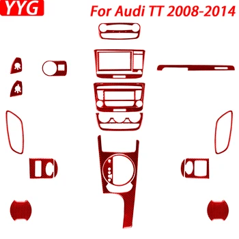 Червен Углепластиковый Ключ Кутия на Навигационния CD контролен Панел Променлив Ток Аксесоари За Интериора на Колата Стикер За Audi TT 8N 8J MK123 TTRS 08-14