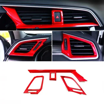 Червена подплата капачки отдушник на променлив ток на предния панел за Honda Civic 2016-2021 10Th Аксесоари Изображение 2