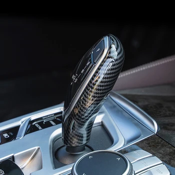 Черна Текстура От Въглеродни Влакна, Дръжка на скоростния Корона на скоростния Покриване на Рамки За BMW 5 Серия 7 X3 X4 G30 G31 G01 G02 G32 G11 g12 6GT