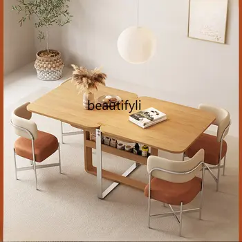 Японски Сгъваеми маси и столове в модерен скандинавски ясен стил у дома Мултифункционална маса за хранене от дървени трупи