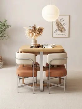 Японски Сгъваеми маси и столове в модерен скандинавски ясен стил у дома Мултифункционална маса за хранене от дървени трупи Изображение 2
