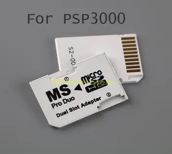 1 бр./лот Micro SD TF карта памет MS Pro Duo-Двоен 2-слотный адаптер конвертор за PSP 1000 2000 3000