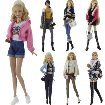 1 Комплект модно палто за кукли Барби Женствена рокля и Чанта за всекидневни дрехи костюм Дрехи за кукли 30 см Аксесоари за кукли JJ