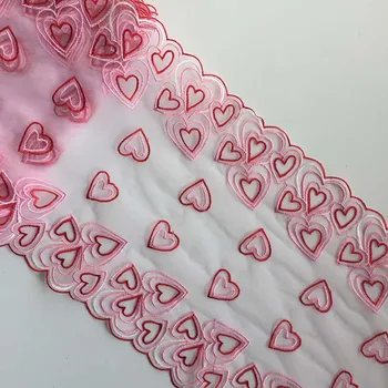 1 метър Двустранен завършва с цветна бродерия на Аксесоари за бельо Розово сърце на Окото дантелен плат за вечерни рокли Шивашки САМ Занаятите