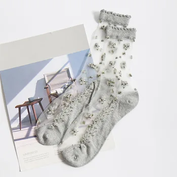 1 чифт диша ултра тънки чорапи; Летни дамски ластични чорапи от прозрачно тънко коприна Crystal Rose за момичета; дамски чорапи Изображение 2