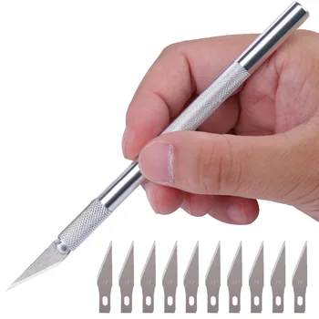 12 бр./лот Дървен нож за хартия, джобно ножче, стоманени остриета, гравиране ножове за бродерия, рисуване, ремонт на ръчни инструменти 