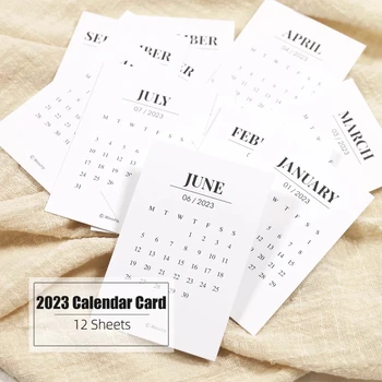 12 Листа /, определени календарни картички на 2023 година В стил INS Месечен график за Бележник за водене на записки САМ Планер водене на дневник Календар за scrapbooking Дневния ред Изображение 2