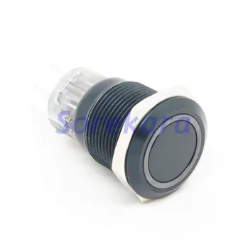 19 мм Zn-Al Пръстен на LED Цвят ОРАНЖЕВ Миг 1NO 1NC Бутон Превключвател Черно Покритие За Авто IP67 UL 6/12/24/110/220 v