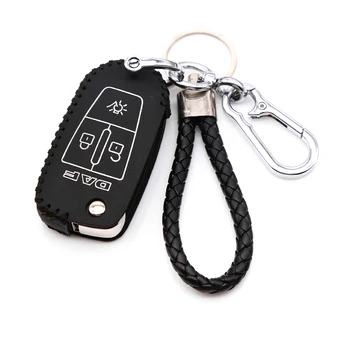 1x Калъф за ключове от телешка кожа за камион ДАФ 106, 3 бутона, държач за ключодържател, аксесоари за ключове, защитна чанта във формата на миди Изображение 2