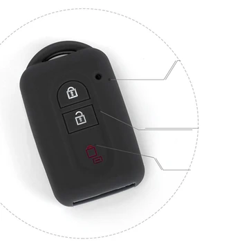 1БР 3 бутона калъф за ключове от колата Черен силиконов защитен калъф Подходящ за Nissan Qashqai Ключодържател резервни Части, Аксесоари 7x4.1x1.8 см Изображение 2