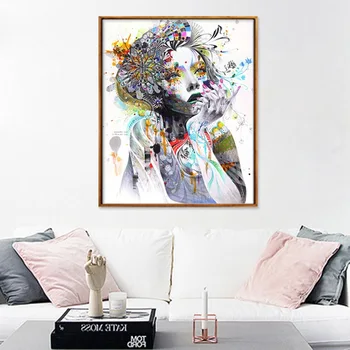 1бр начало декор на Цветя плакат Момиче Интериорни Картини, боядисани стени Абстрактна Пеперуда Стенно изкуство Платно Живопис Спалня Стая